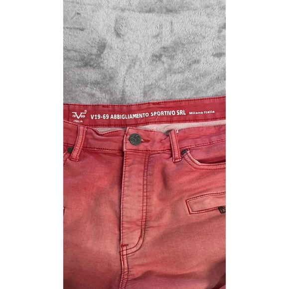 Men W38 V19-69 Italia Moto Biker Shorts Coral Pink Ribbed Knee Milano Italy - Picture 3 of 10